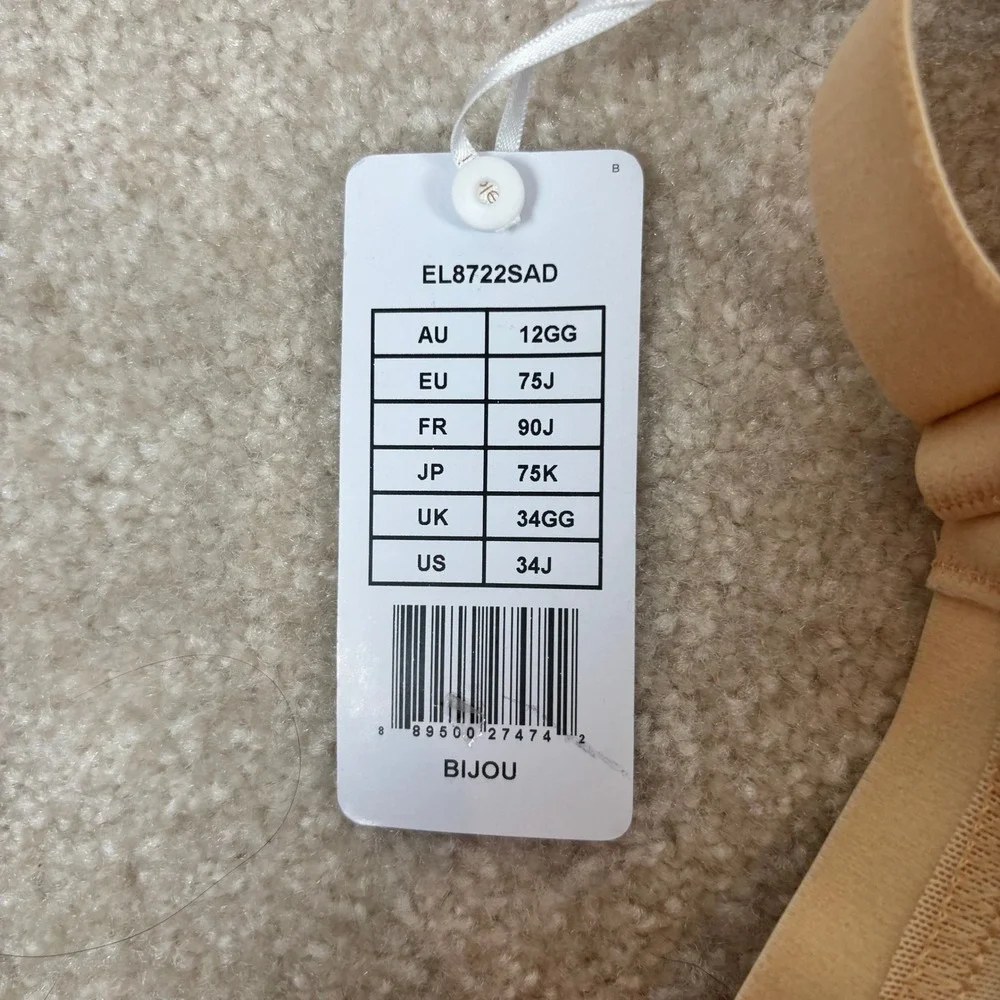 Elomi Bijou Sand Molded Underwired Bra J-Hook US 34J UK 34GG EL8722SAD Beige